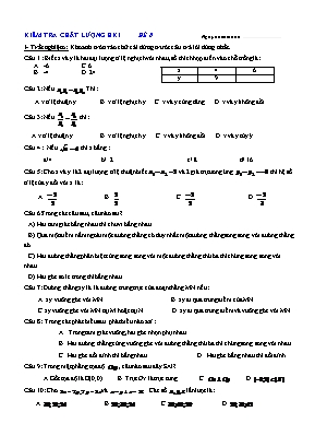 Đề kiểm tra chất lượng học kỳ 1 môn Toán Lớp 7